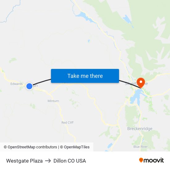 Westgate Plaza to Dillon CO USA map