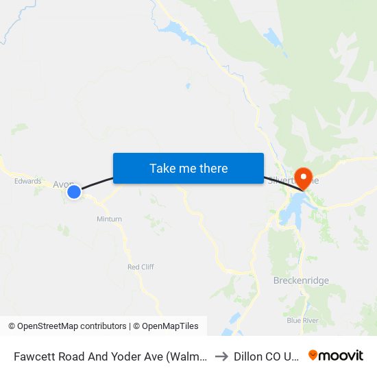 Fawcett Road And Yoder Ave (Walmart) to Dillon CO USA map