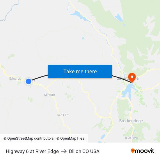 Highway 6 at River Edge to Dillon CO USA map