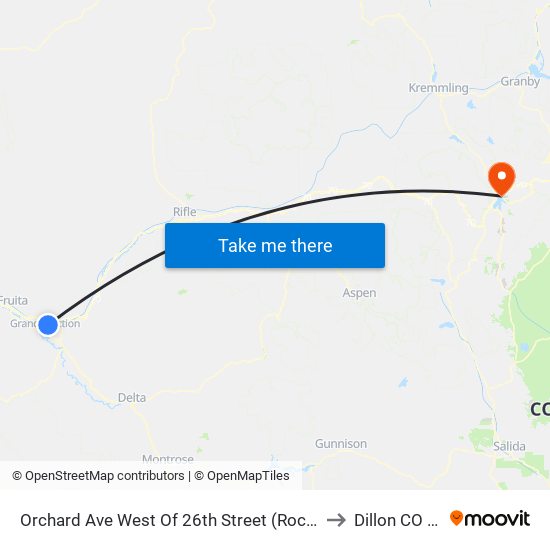 Orchard Ave West Of 26th Street (Rocket Park) to Dillon CO USA map