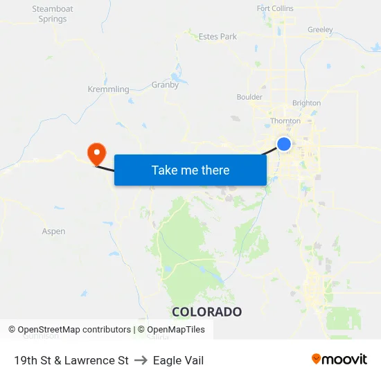 19th St & Lawrence St to Eagle Vail map