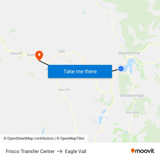 Frisco Transfer Center to Eagle Vail map