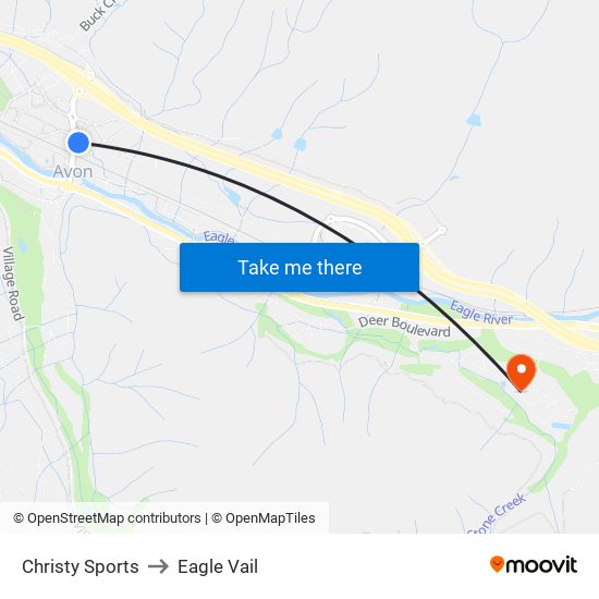 Christy Sports to Eagle Vail map