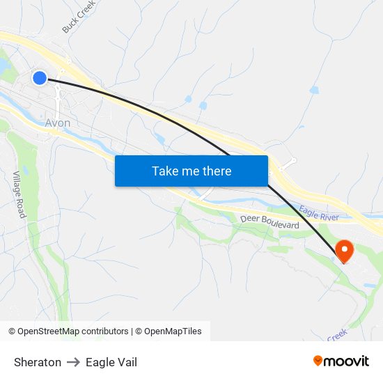 Sheraton to Eagle Vail map