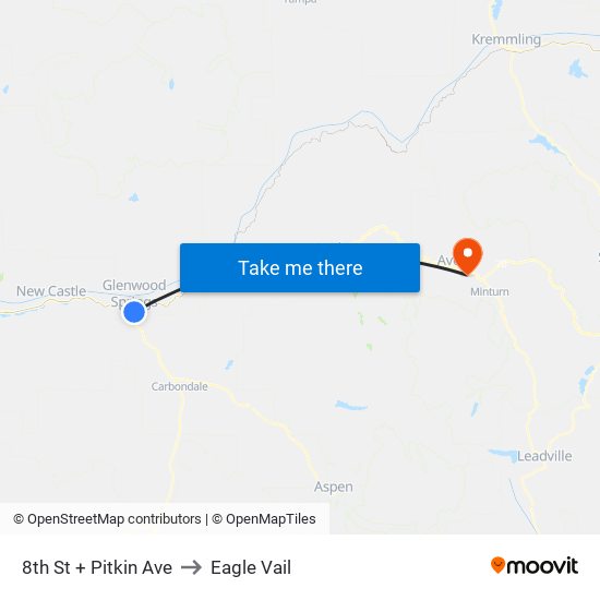 8th St + Pitkin Ave to Eagle Vail map