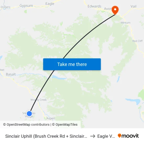 Sinclair Uphill (Brush Creek Rd + Sinclair Rd) to Eagle Vail map