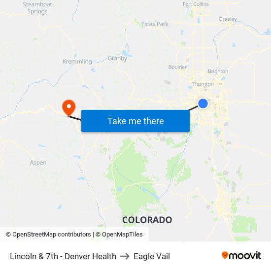 Lincoln & 7th - Denver Health to Eagle Vail map