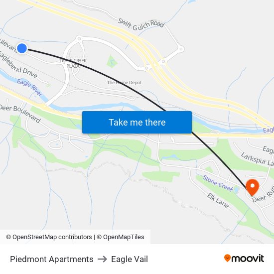 Piedmont Apartments to Eagle Vail map