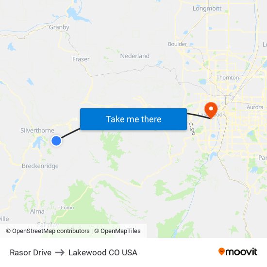 Rasor Drive to Lakewood CO USA map