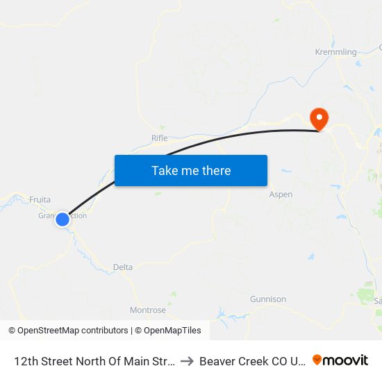 12th Street North Of Main Street to Beaver Creek CO USA map