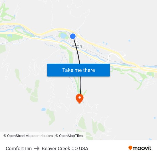 Comfort Inn to Beaver Creek CO USA map