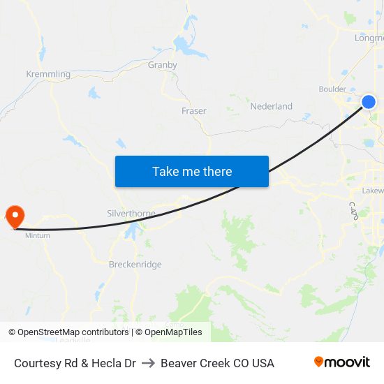 Courtesy Rd & Hecla Dr to Beaver Creek CO USA map