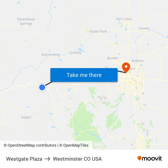 Westgate Plaza to Westminster CO USA map