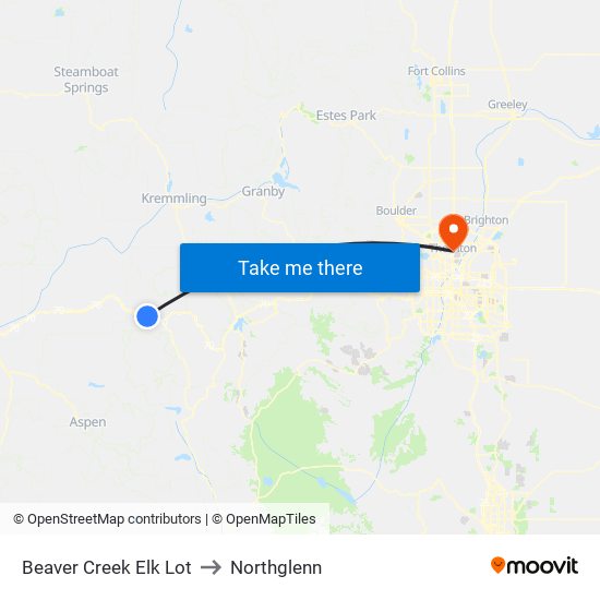 Beaver Creek Elk Lot to Northglenn map