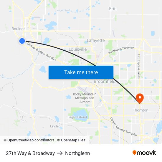 27th Way & Broadway to Northglenn map