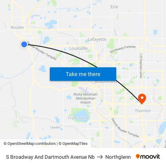 S Broadway And Dartmouth Avenue Nb to Northglenn map