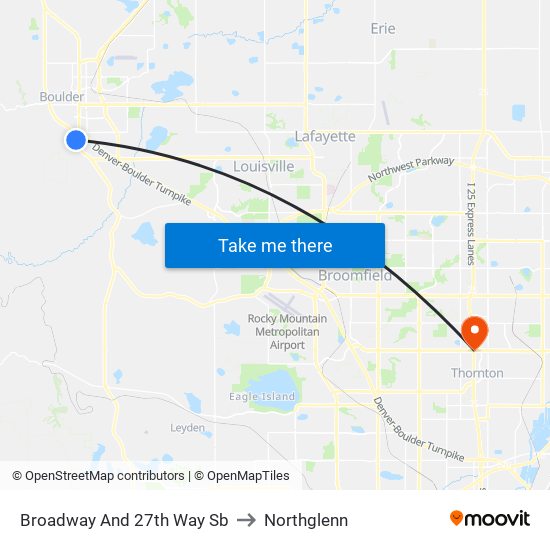 Broadway And 27th Way Sb to Northglenn map