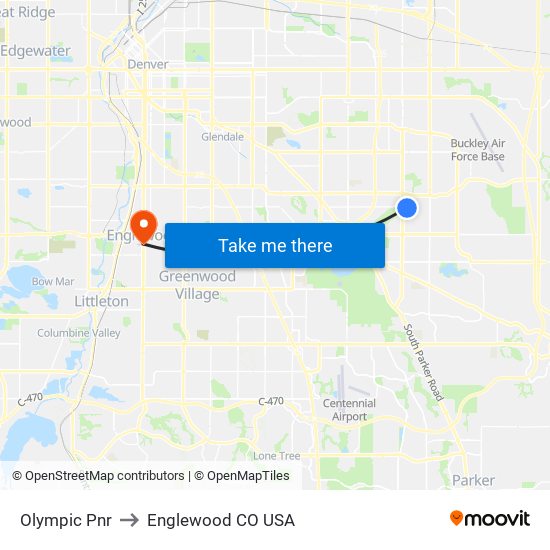 Olympic Pnr to Englewood CO USA map