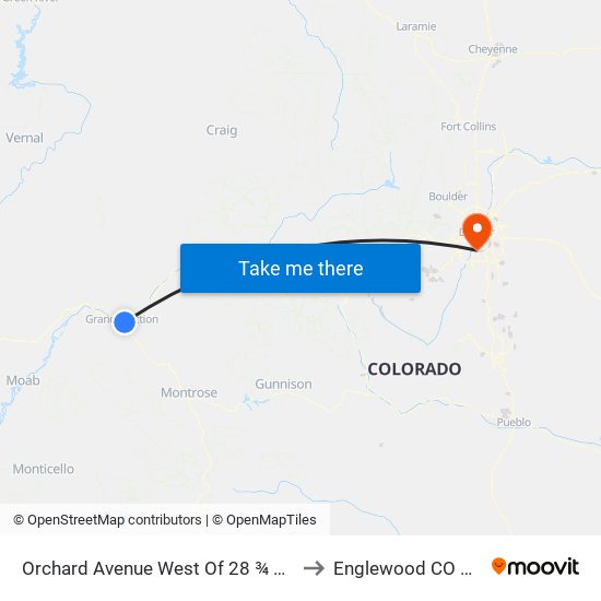 Orchard Avenue West Of 28 ¾ Road to Englewood CO USA map