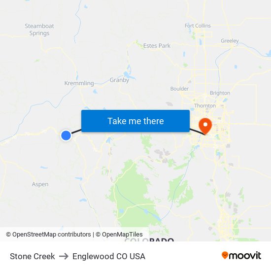 Stone Creek to Englewood CO USA map