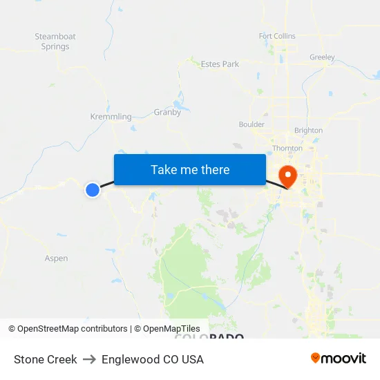 Stone Creek to Englewood CO USA map