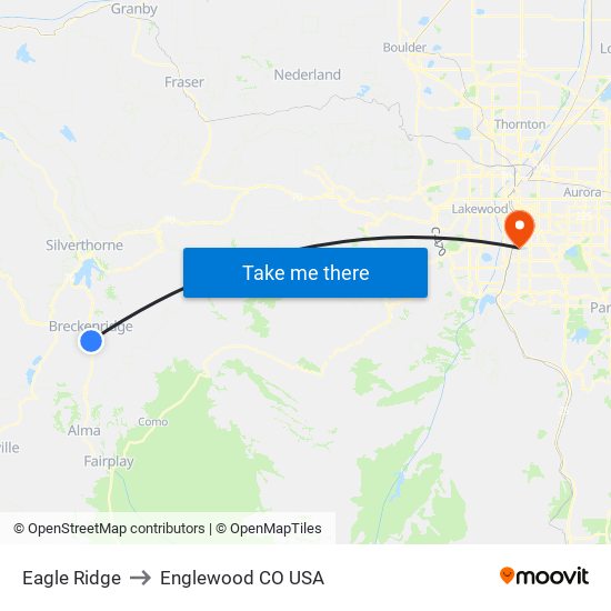 Eagle Ridge to Englewood CO USA map