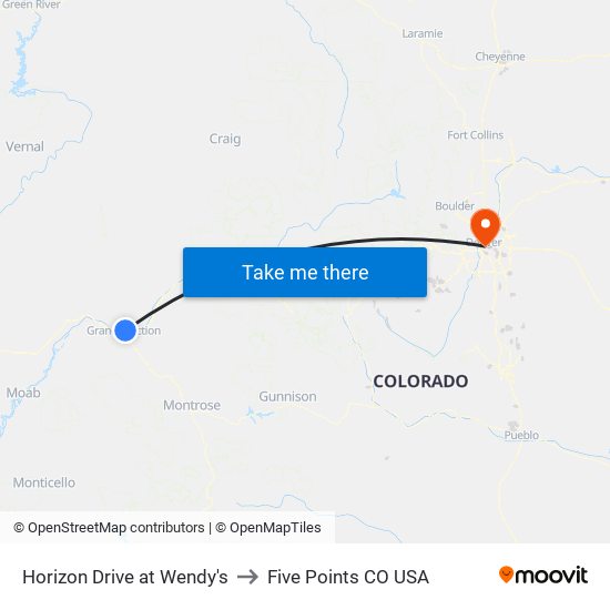 Horizon Drive at Wendy's to Five Points CO USA map