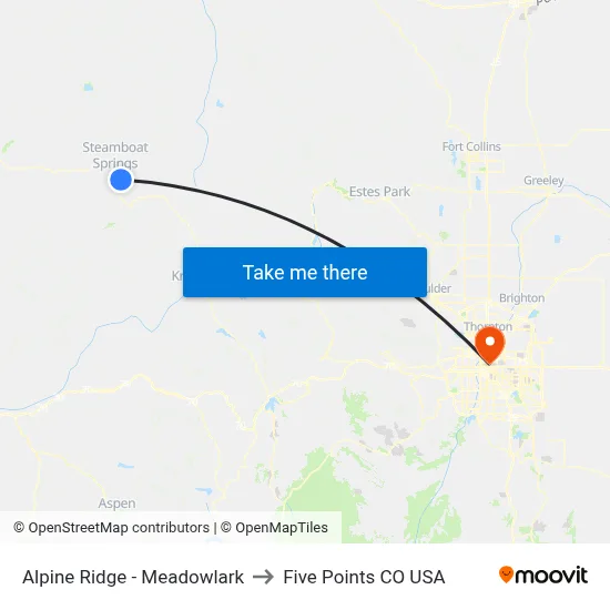 Alpine Ridge - Meadowlark to Five Points CO USA map