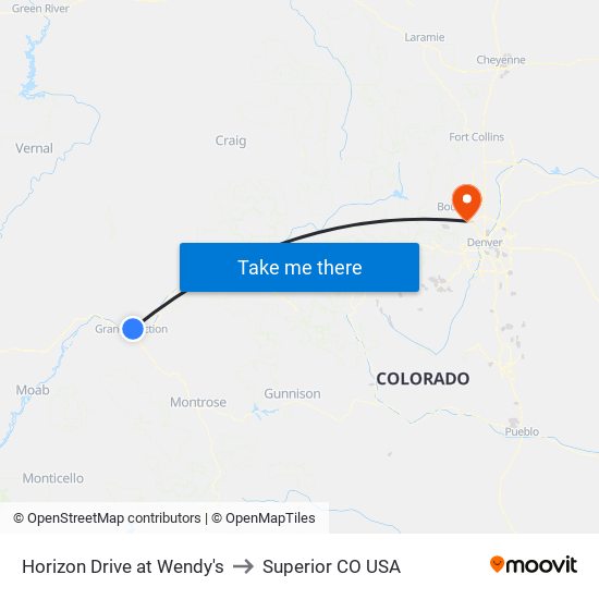 Horizon Drive at Wendy's to Superior CO USA map