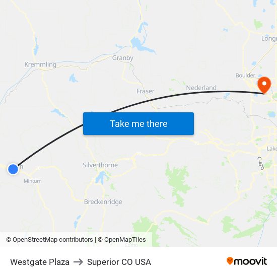 Westgate Plaza to Superior CO USA map