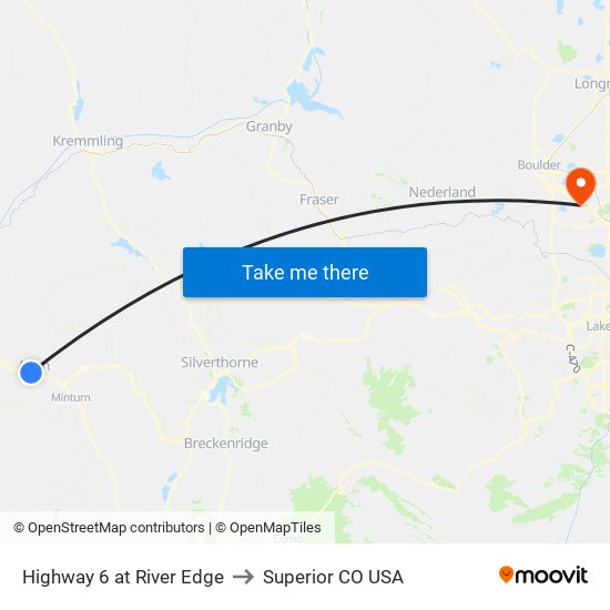 Highway 6 at River Edge to Superior CO USA map