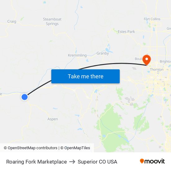 Roaring Fork Marketplace to Superior CO USA map