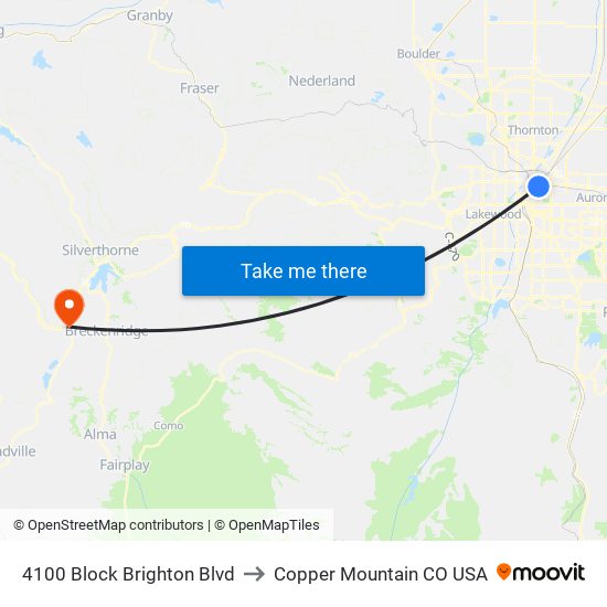 4100 Block Brighton Blvd to Copper Mountain CO USA map