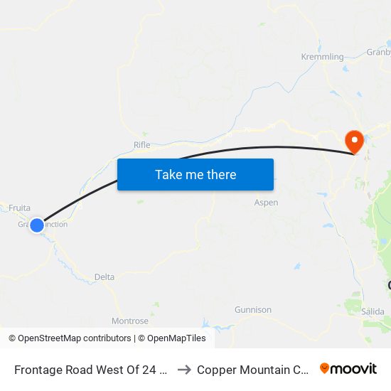 Frontage Road West Of 24 ¾ Road to Copper Mountain CO USA map