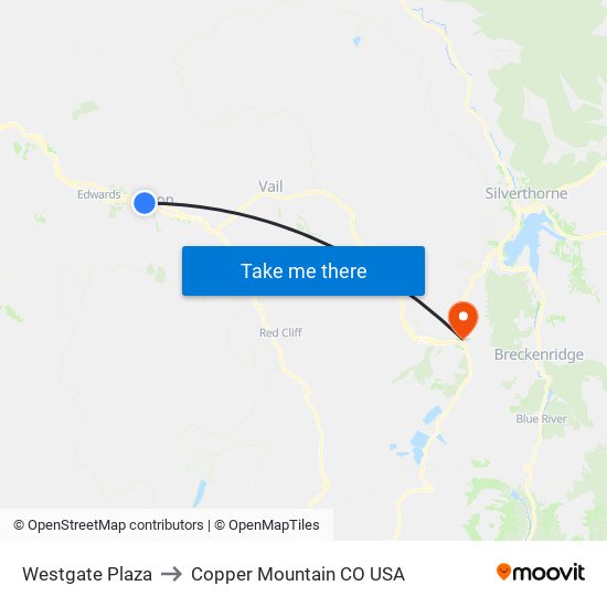 Westgate Plaza to Copper Mountain CO USA map