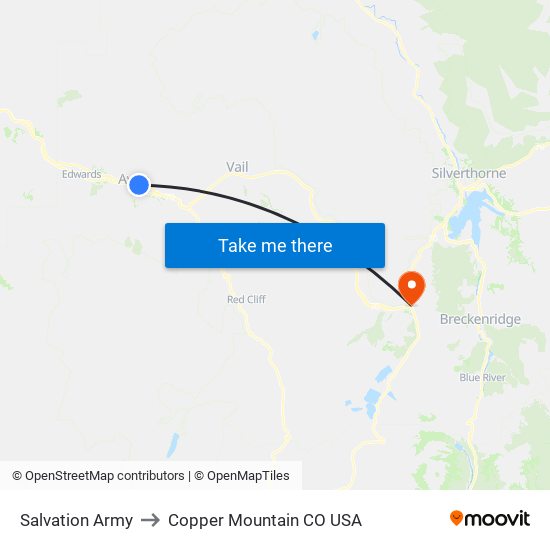 Salvation Army to Copper Mountain CO USA map