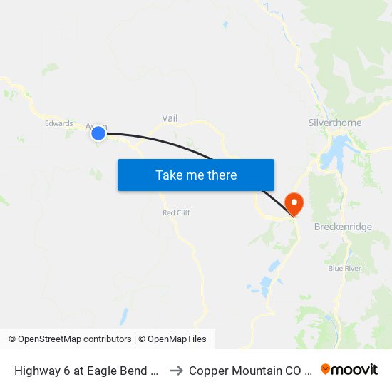 Highway 6 at Eagle Bend West to Copper Mountain CO USA map