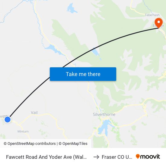 Fawcett Road And Yoder Ave (Walmart) to Fraser CO USA map