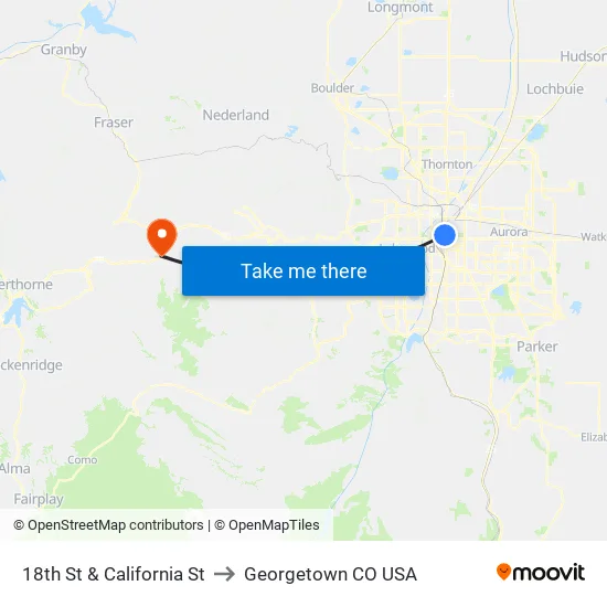 18th St & California St to Georgetown CO USA map