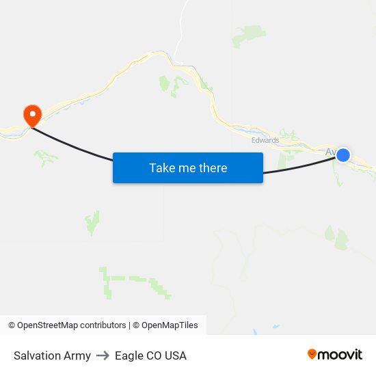 Salvation Army to Eagle CO USA map