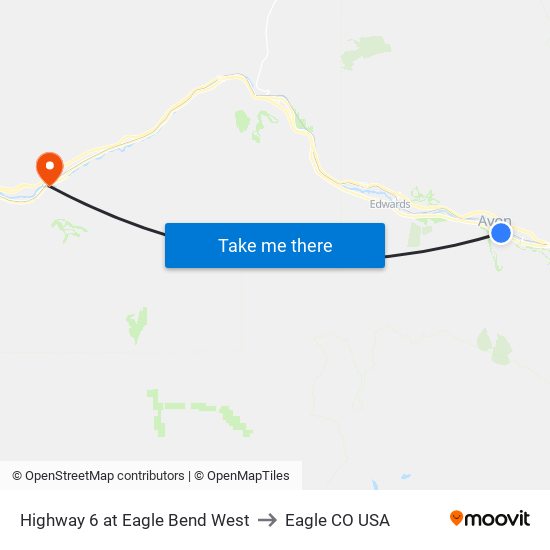 Highway 6 at Eagle Bend West to Eagle CO USA map