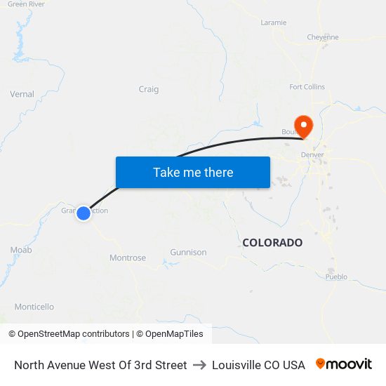 North Avenue West Of 3rd Street to Louisville CO USA map