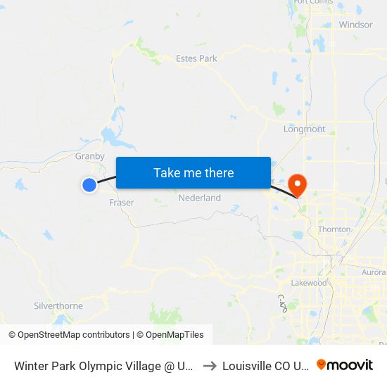 Winter Park Olympic Village @ Us 40 to Louisville CO USA map