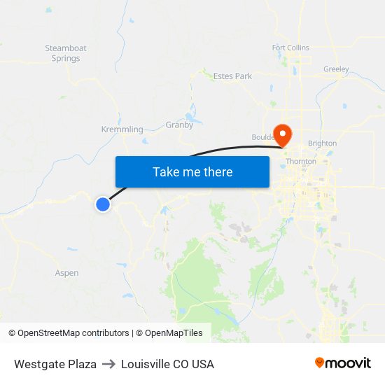Westgate Plaza to Louisville CO USA map
