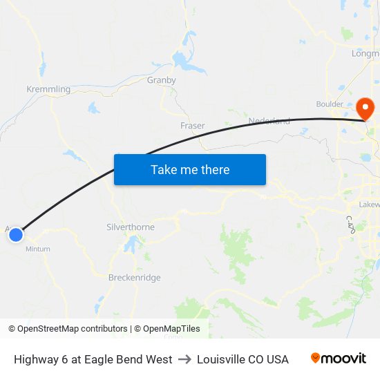 Highway 6 at Eagle Bend West to Louisville CO USA map
