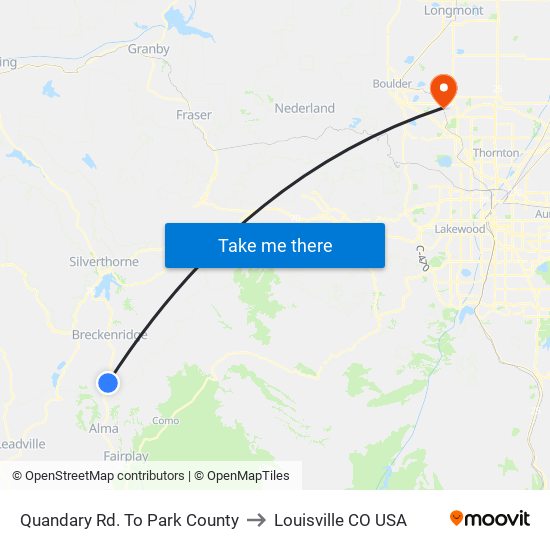 Quandary Rd. To Park County to Louisville CO USA map