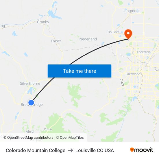 Colorado Mountain College to Louisville CO USA map