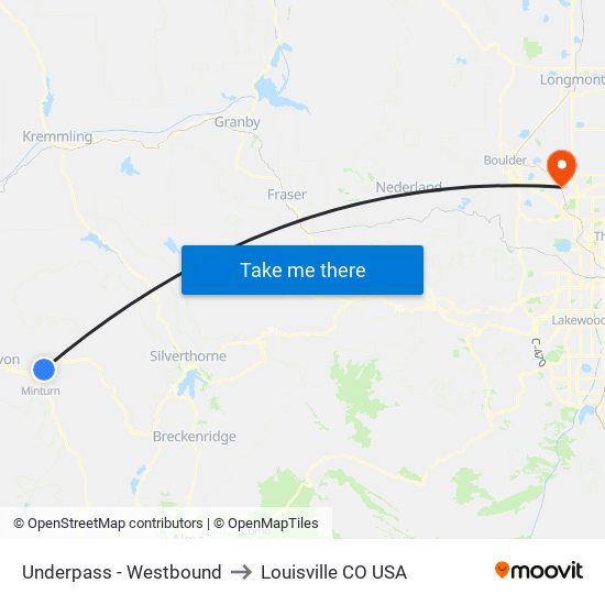 Underpass - Westbound to Louisville CO USA map