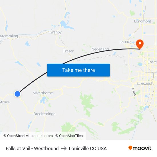 Falls at Vail - Westbound to Louisville CO USA map