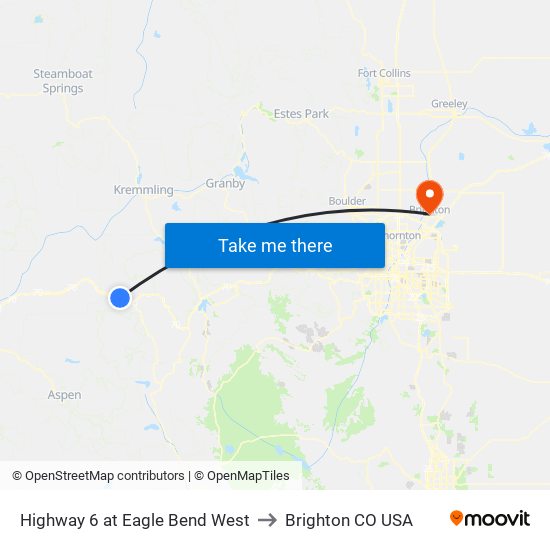 Highway 6 at Eagle Bend West to Brighton CO USA map